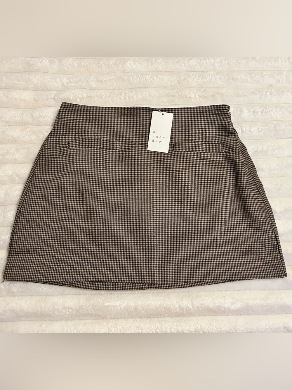 A New Day Brown Houndstooth Mini Skirt